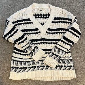 Black and White Striped Men's Sweater